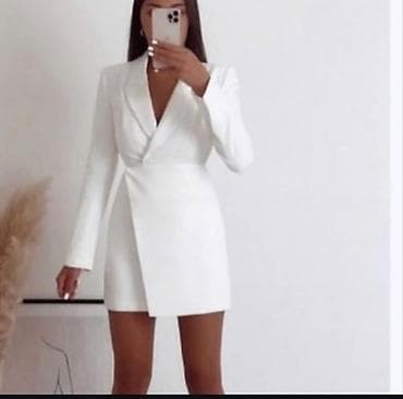 Ağ rəngdə şıq blazer-plaşet tipli qısa don. - Dizayn: Kostyum/blazer — 1