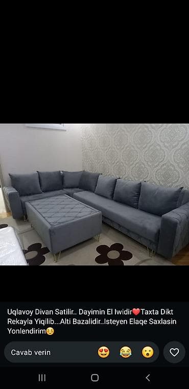 divan kreditle: Uqlavoy divan və pufik dəsti - Forması: L‑şəkilli uqlavoy divan - — 1