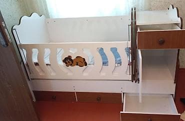 ucuz künc divan: Oğlan və qız üçün, Yeni, Dördbucaq, Beşik, Matras ilə, Yellənmə mexanizmsiz — 1