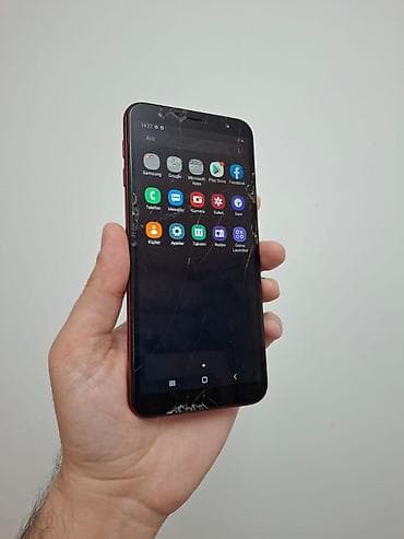 ekrani: Samsung Galaxy J6 Plus, 32 GB, rəng - Qırmızı, Barmaq izi — 5