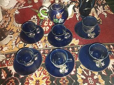 açar dest: Çay dəsti, rəng - Göy, Farfor — 3
