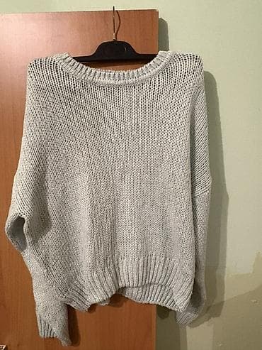Sviterlər: Boz rəngli trikotaj sviter - Model: geniş kəsimli, rahat “oversize” — 1