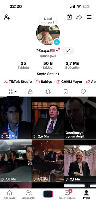 Готовый бизнес: Satılır: TikTok səhifəsi - Profil adı: “Maga” (@ma4gws) - Takipçi — 1