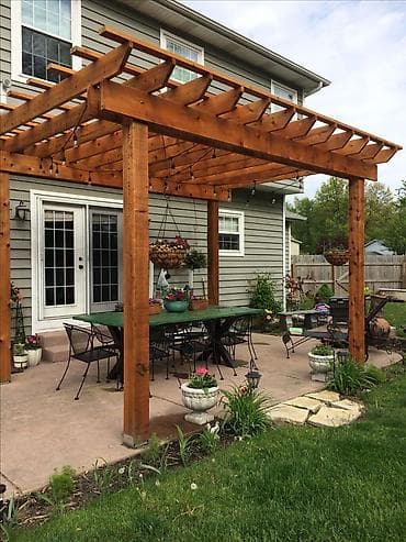 qapi perdeleri: Taxta pergola və terras platforması – bağ və həyət üçün estetik açıq — 6