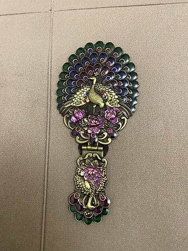 meta eynək: Tovus fiqurlu dekorativ bəzək aksesuarı - Material: metala bənzər — 1