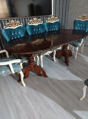 stol destleri: Qonaq otağı üçün, Oval masa, 6 stul — 2