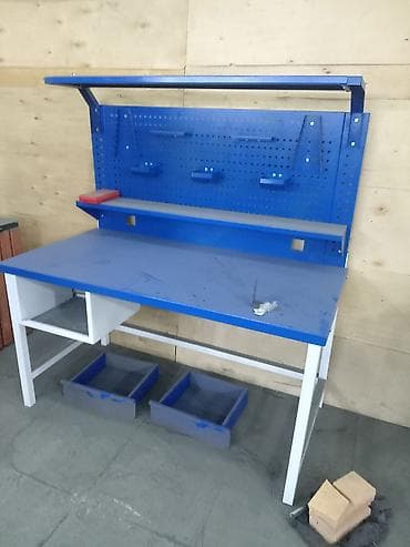 kuxna stolu: Metall iş masası – alət panelli - Güclü metal konstruksiya, möhkəm iş — 1