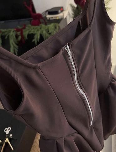 mini qəlyan: SHEİN TƏZƏ Qısa qəhvəyi don – kvadrat dekolte və iplis ətək - Rəng — 2