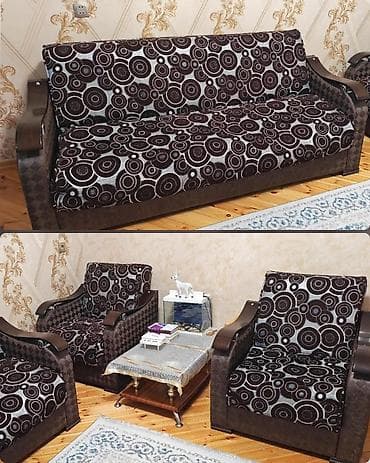 Ev üçün mebel: İşlənmiş, Divan, 2 kreslo, Bazalı, Açılan — 1