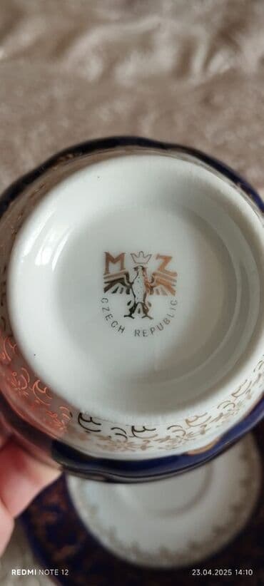 komputer servis: Çay dəsti, rəng - Göy, Farfor, 6 nəfərlik — 7