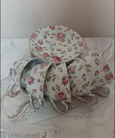 antik service: Çay dəsti, rəng - Ağ, Farfor — 1