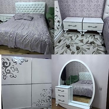 белая мебель для спальни: 2 односпальные кровати, 2 тумбы, Шкаф, Комод, Турция, Б/у — 1