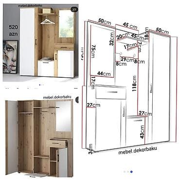 Yeni, 3 qapılı, Güzgülü, Ağ, Açılan, Düz dolab