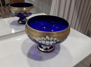 konfet qabi: Biri 35manat cütü 60man Kobalt-mavi şüşədən dekorativ ayaqlı — 2