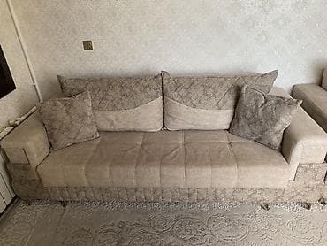 Ev və bağ: Bej rəngdə transformasiya olunan yumşaq mebel dəsti - Tərkib: 1 divan — 8
