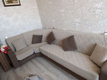 metbex kunc divanlari: Künc divan dəsti - Rəng: açıq bej + qəhvəyi detallar - Forma — 2