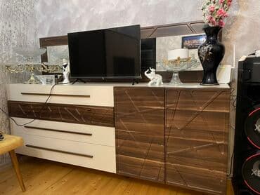 тв стенд: Прямой ТВ стенд, Без полок, Ламинат — 3