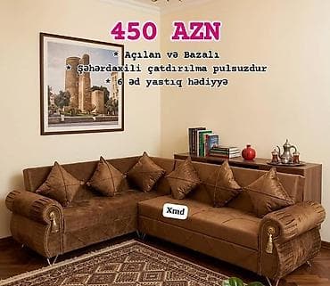 mebel fabriki: Künc divan dəsti – 450 AZN - Açılan və bazalı model: gündəlik — 1