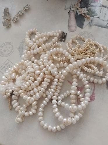 Təbii inci muncuq dəstləri Tebii mirvari, qedimi, 50 ilin mirvarisi -