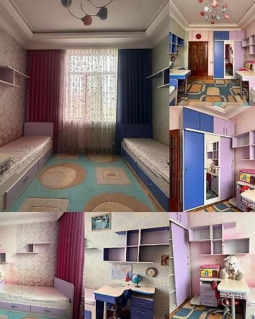 Oğlan və qız üçün, İşlənmiş, 2 təknəfərlik çarpayı, Yazı masası, Dolab