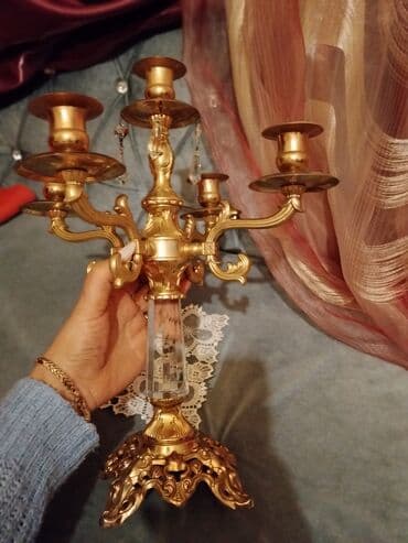 Digər ev dekoru: Möhkəm bürünc effektli, klassik üslubda şamdan/kandelyabr - 5 şam — 2