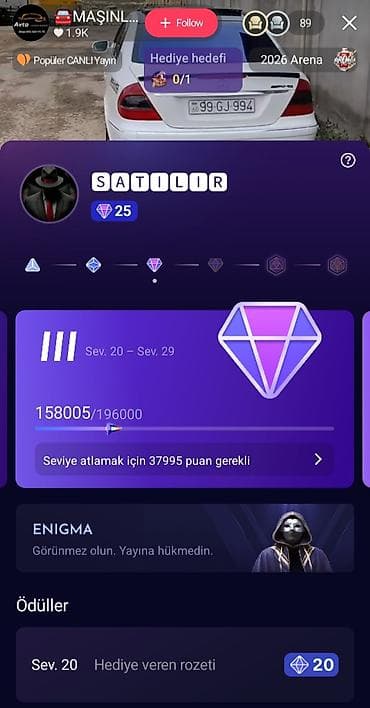 Satılır: Canlı yayım platformasında “Hədiyyə verən” səviyyə hesabı