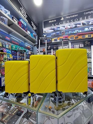 Sərnişin çamadan dəsti – 3 ölçüdə, parlaq sarı rəngdə - Korpus