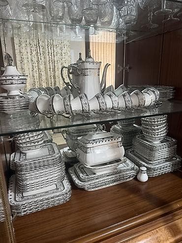 yedizdirmək ucun stul cexolu: Nahar dəsti, rəng - Ağ, Farfor — 1