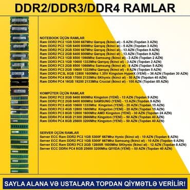 Жёсткие диски (HDD): RAMLAR (DDR2/DDR3/DDR4) SAYLA ALANA VƏ USTALARA TOPDAN QİYMƏTLƏ — 1
