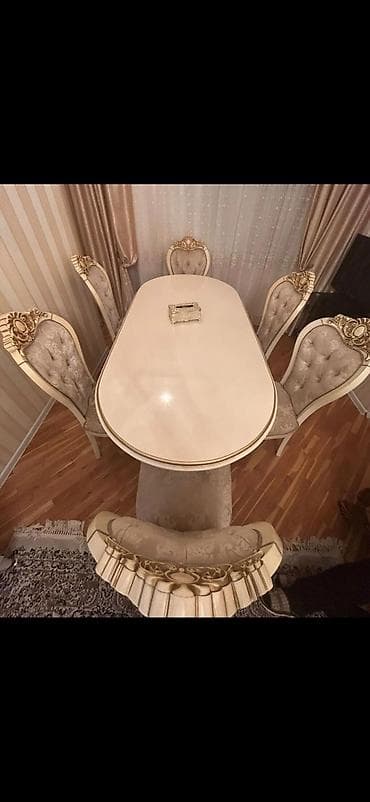 Qonaq otağı üçün, Açılmayan, Oval masa, 6 stul