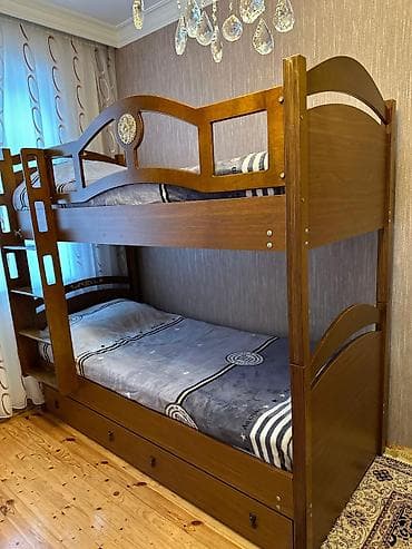 taxta nərdivan: Oğlan və qız üçün, Çarpayı, Matrassız, Siyirməli, Taxta — 4