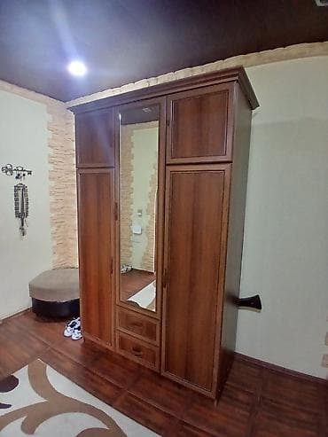 Dolablar: İşlənmiş, 3 qapılı, Güzgülü, Qəhvəyi, Taxta, Açılan, Düz dolab — 2