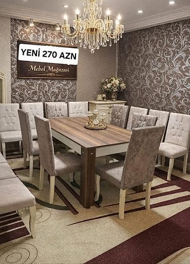 Qonaq otağı üçün, İşlənmiş, Kvadrat masa, 6 stul — 1