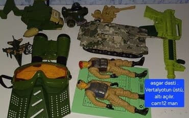 sofi sürafə oyuncaqları: Bu dəst müxtəlif hərbi mövzulu oyuncaqları, o cümlədən iki əsgər — 1