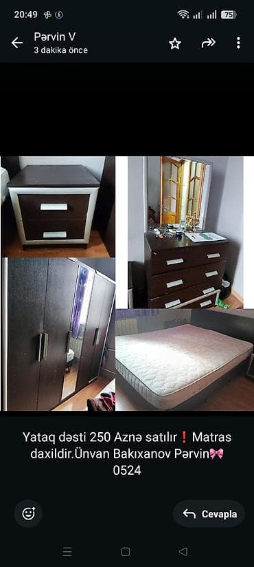 ucuz yataq: Yataq dəsti 250 Aznə satılır❗Matras daxildir.Ünvan Bakıxanov — 1