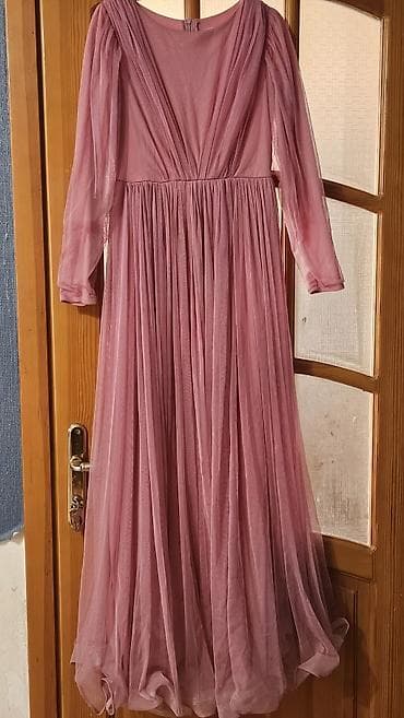 toyu: Zərif şifon axşam/gecə geyimi - Rəng: tozlu gül/çəhrayı - Uzunluq — 1