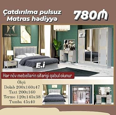 2 təknəfərlik çarpayı, Termo, Dolab, 2 tumba, Yeni
