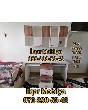 evcil mobilya: Oğlan və qız üçün, Yeni, Siyirməli, Yazı masası, Stulsuz — 2