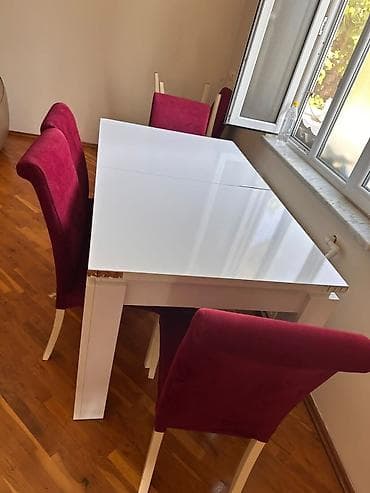Qonaq otağı üçün, İşlənmiş, Açılan, Dördbucaq masa, 6 stul