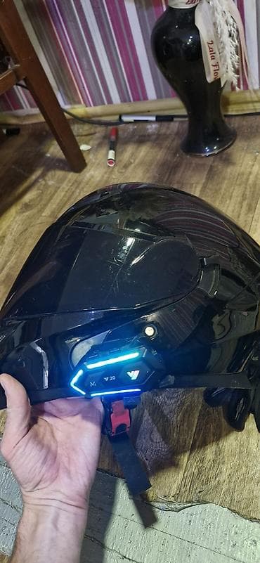 06 arxa faralari: Moto dəbilqə və aksesuarlar dəsti Kaska+interkom, əlcəklər, maska, 2 — 8