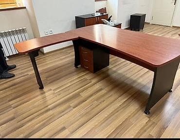 Ofis üçün L formalı iş masası - Material: MDF/LDSP taxta fakturalı