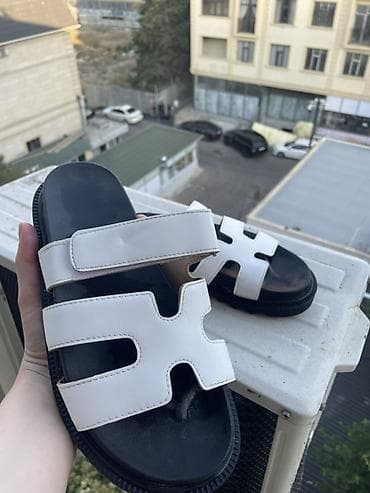 bağlı sandallar: Ağ rəngli qadın sandal modeli ‼️ Trendyoldan alinib, boyuk oldugu — 3