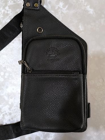 İdman çantaları: Uniseks çiyin/çarpaz asma çanta - Rəng: qara - Material: xırda — 2