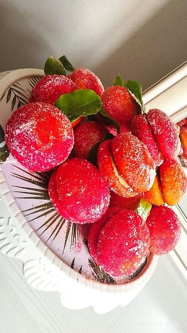 Кондитерские изделия, сладости: Mərcan rəngli “Şaftalı” peçenyeləri – içlikli, şəkərli, ətirli kərə — 2