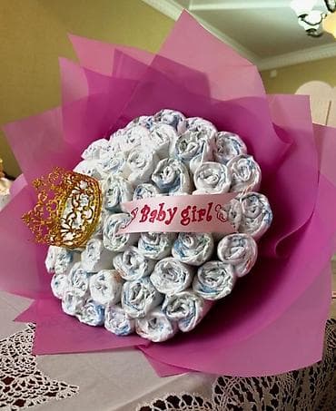 Pampers buketi qiz və oğlan üçün 84 ədəd müştərinin istəyinə uygun — 2