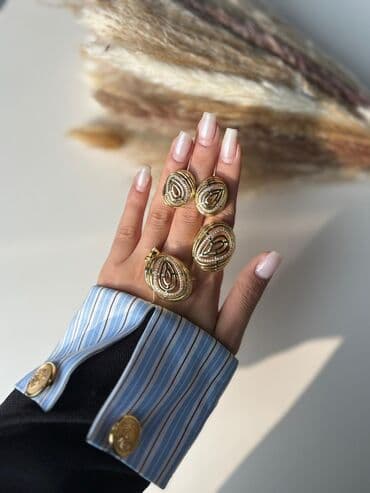 qizil uzukler 2019: Dəstə daxildir: Üzük, Sırğa, Sarı qızıl — 3