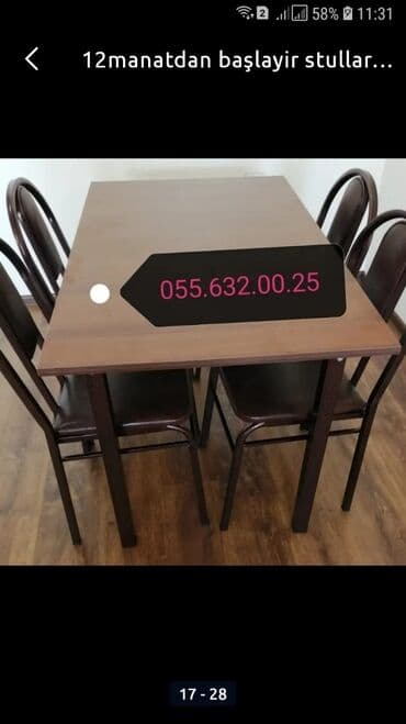 parca topdan satis: Stol stul desti masa və oturacaqlar dəstləri. Stollar. Stullar — 8