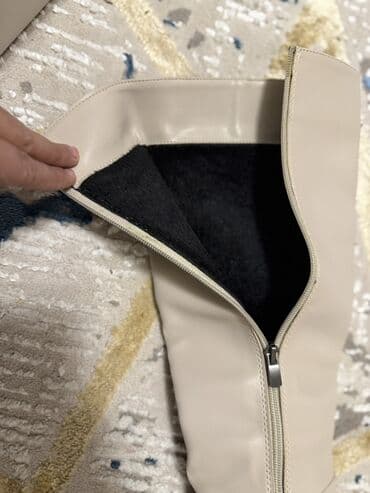 женские леггинсы со вставками: Ботфорты, Размер: 40, цвет - Бежевый, Новый — 3