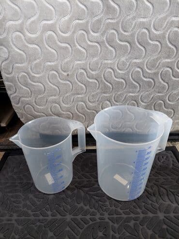 Mətbəx aksesuarları: Ölçü qrafinləri dəsti – şəffaf plastik, tutacaqlı və tökmə ağızlı - — 22