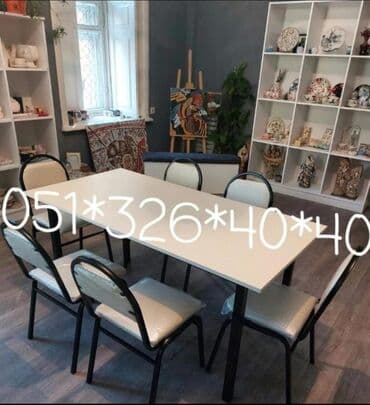 Masa və oturacaq dəstləri: Qonaq otağı üçün, Yeni, Açılan, Dördbucaq masa, 6 stul — 30